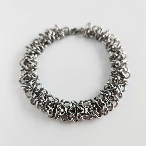 Vintage classic gothic silver orc weave bracelet - Picture 5 of 9